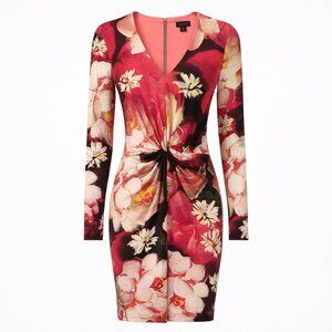 Ted Baker London SAVITA Floral Twist‑Front Bodycon Dress Size 2 (fits like XS/S)
